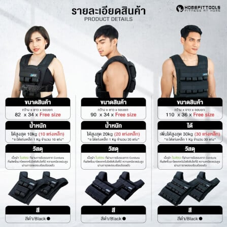 เสื้อถ่วงน้ำหนัก Calisthenic Homefittools รุ่น 20kg_3